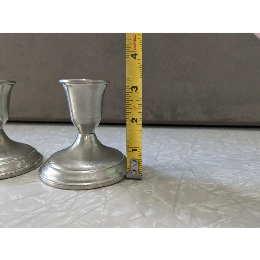 Towle Newburyport Pewter Candlestick‎ Holders Set of 2 Vintage 7500 Silver Tone